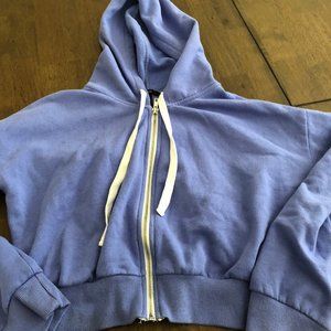 Purple Cropped Zip Up Hoodie